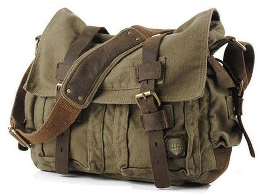 Military Canvas Messenger Bag Medium Size