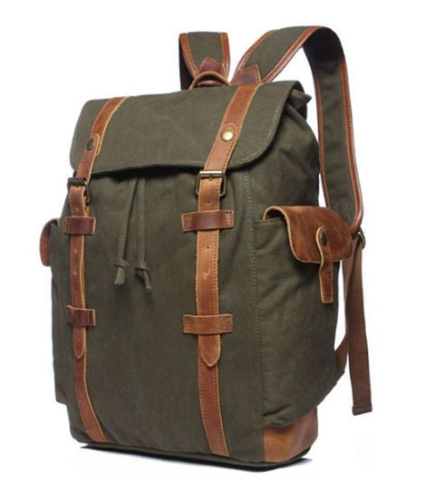 Vintage Outdoor Hiking School Canvas Laptop Backpack