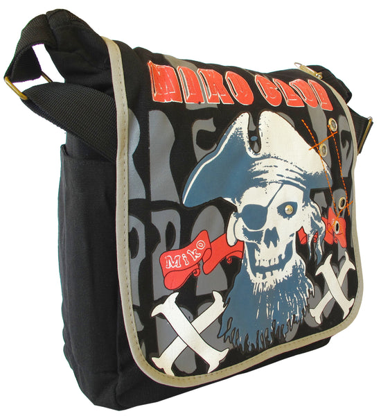 Pirate Skull Design Black Canvas Messenger Bag