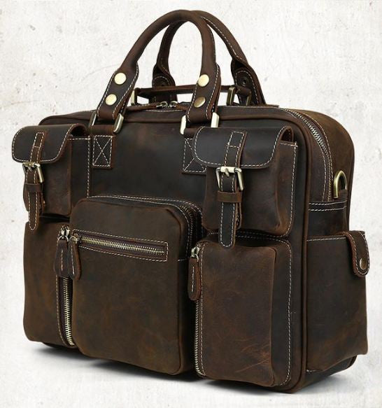 Vintage Leather Briefcase Handmade Genuine Dispatch Travel Bag