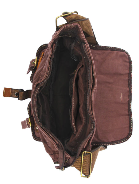 Brown Canvas Cross Body Messenger Bag for Women