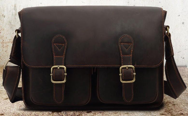 Italian Leather Men's Shoulder Bag For School & Work