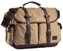 High-End Canvas & Italian Leather Messenger Bag - 17 Laptop