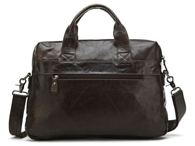 Leather Satchel Handbag Laptop with Multi-Compartments