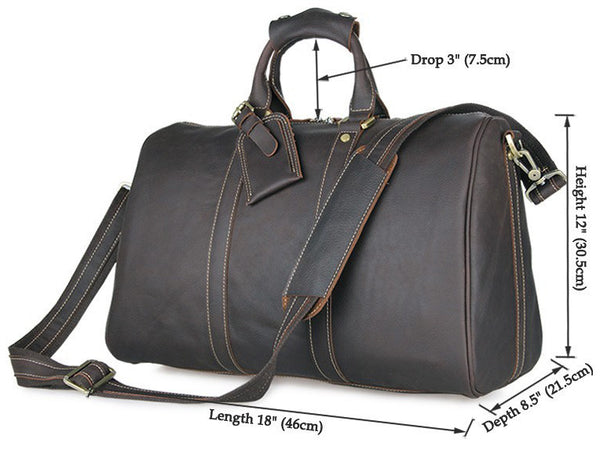 Men's Leather Holdall Duffel Weekender Travel Bag