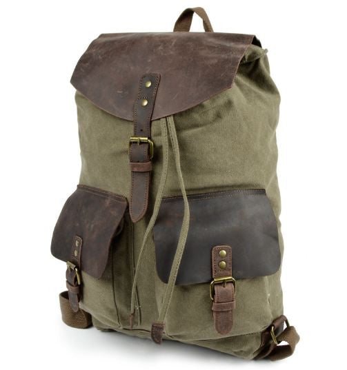 Army Green Washed Canvas Rucksack for Just $95.99