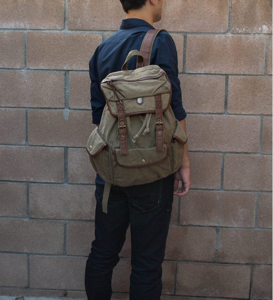 Stylish mean sporting the Serbags fashion canvas backpack