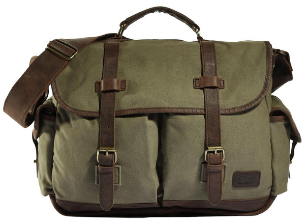 Premium Quality Multi-Compartment Canvas & Leather Messenger