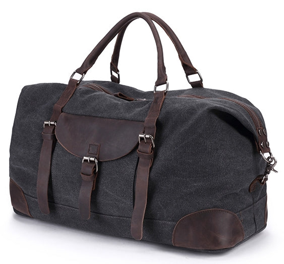 canvas and leather duffle