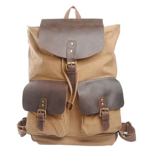 Old School Canvas & Leather Rucksack for Just $95,99