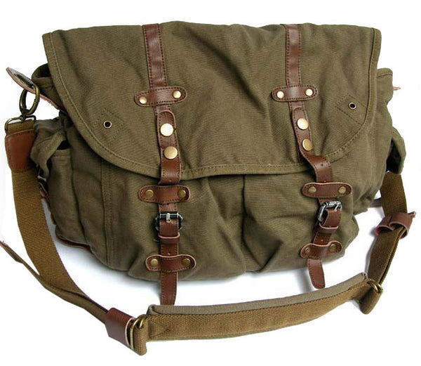 Canvas Messenger Bag for Men - Leather Men's Messenger Bags