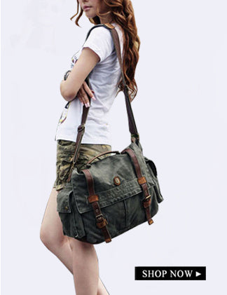 Canvas Messenger Bag, Leather Messenger Bag for women and men