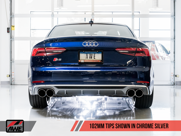 AWE: 2017-2020 Audi B9 S5 Coupe - Touring Edition Exhaust System (Chrome Silver 102mm Tips)