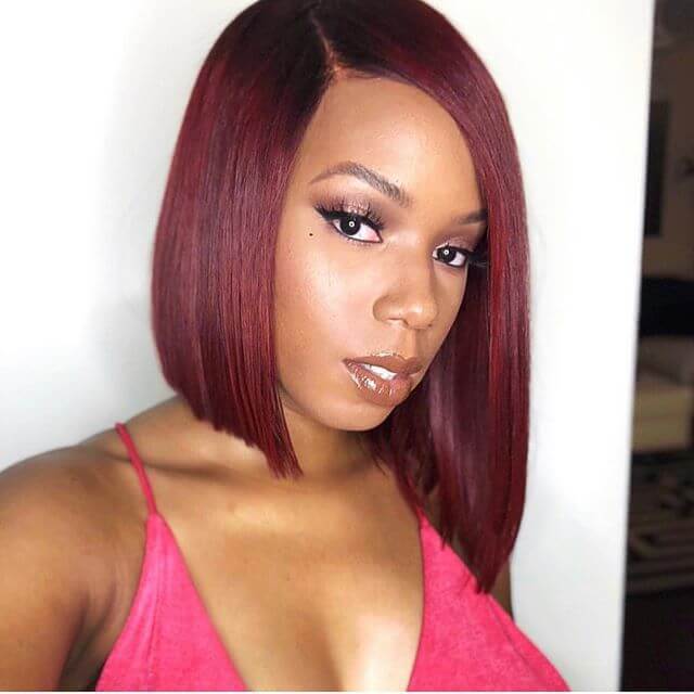 Red Ombre Color Bob Wigs For Black Women 100 Human Hair