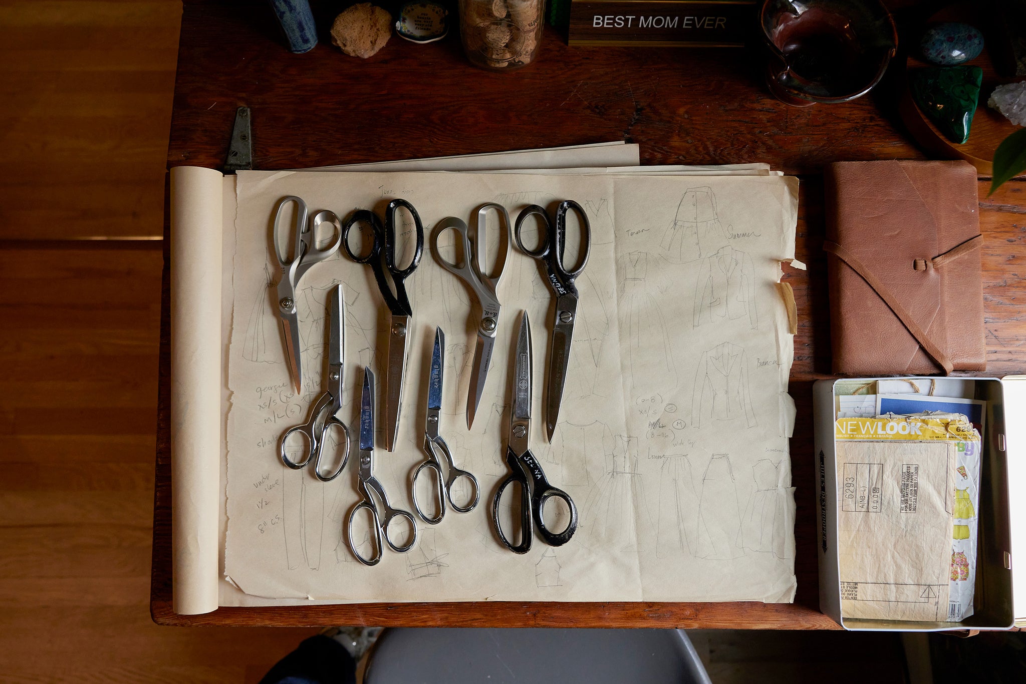 desk with scissors 