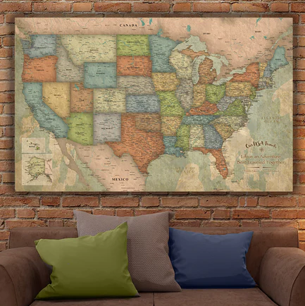 travel map wall art