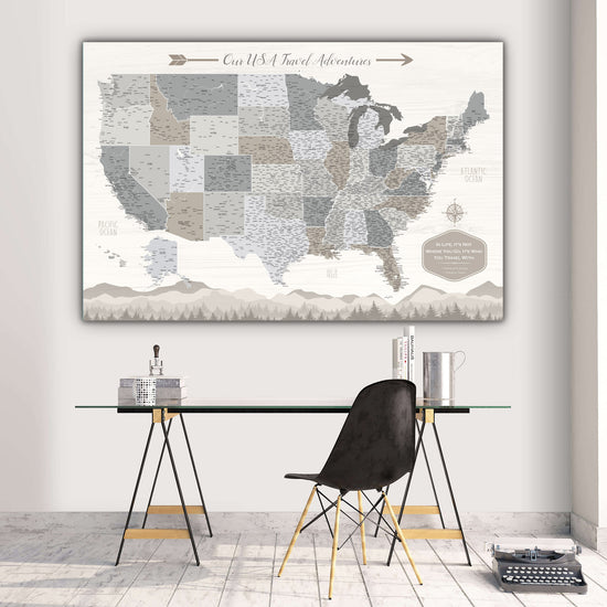 World Map on Wooden Wall – designer canvas print – Photowall