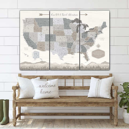 World Map on Wooden Wall – designer canvas print – Photowall