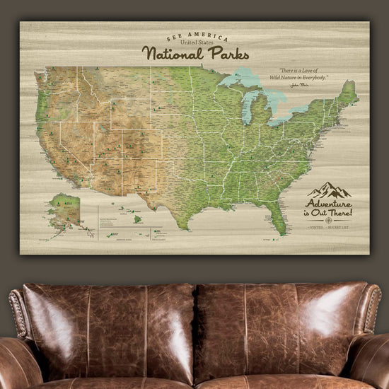 Arizona Push Pin Map with Cities & Terrain- Single Panel