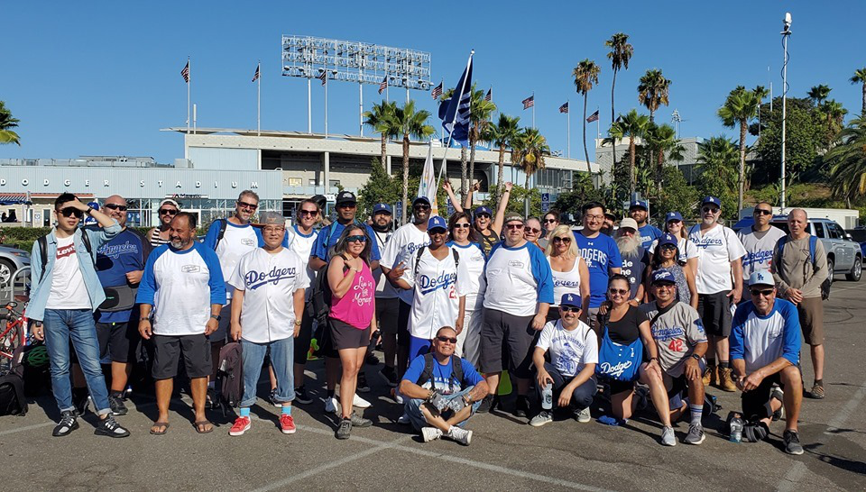 Qualisports Team making new friends in Los Angeles during a Ride into Dodger Stadium