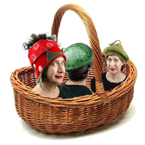 Three Hats in a Wicker Basket - like a sailing boat