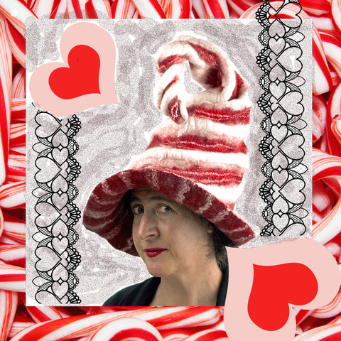 Candy Cane Witch Hat with Heart Frame