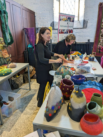 Fiona and Deirdre of Feltmakers Ireland demonstrating how felt is made.