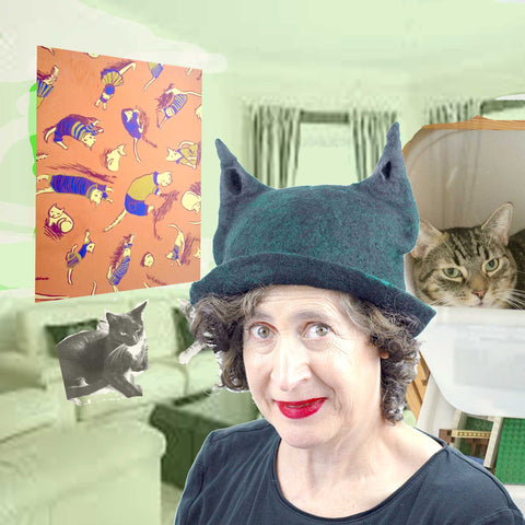 Cat Hat Collage with Kiwi and Pickes (my cats)..