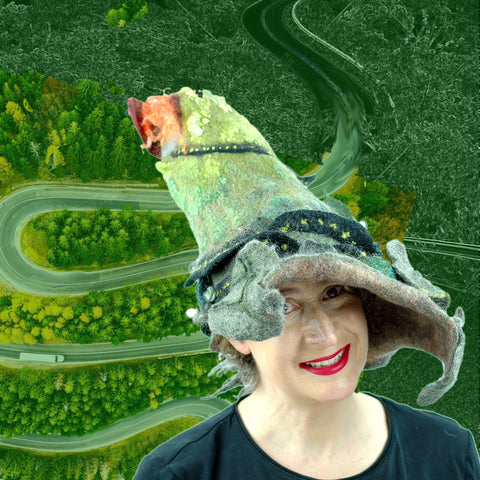 Long and Winding Road Competition Hat with a hairpin turn road.