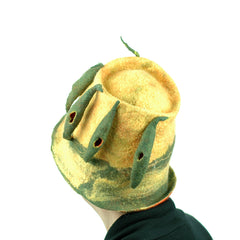 More Tree Inspired Hats - this one includes Italian Cypress Trees against a soft yellow background.