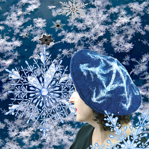 Indigo Snowflakes Digital Hat Collage