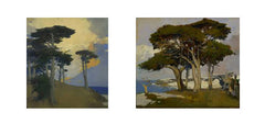 Two Arthur Mathew's paintings of Monterey Cypress Trees