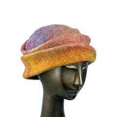 Multiocolored Felted Hat in Yellow, Pink and Blue - from Zsofia Marx's online Hat Class