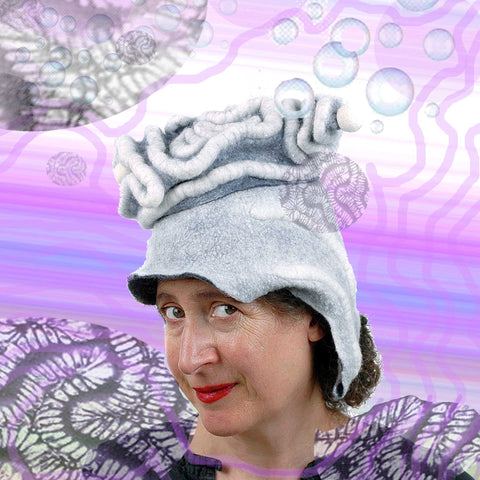 White Surrealistic Brain Hat