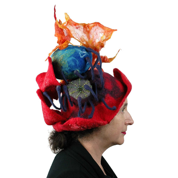 Earth on Fire Poppy Headdress - side view