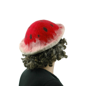 Felted Watermelon Saucer Style Hat - back view