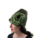 Mossy Green Forest Felted Fez Hat