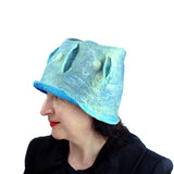 Blue Green Top Hat with Cloche fit