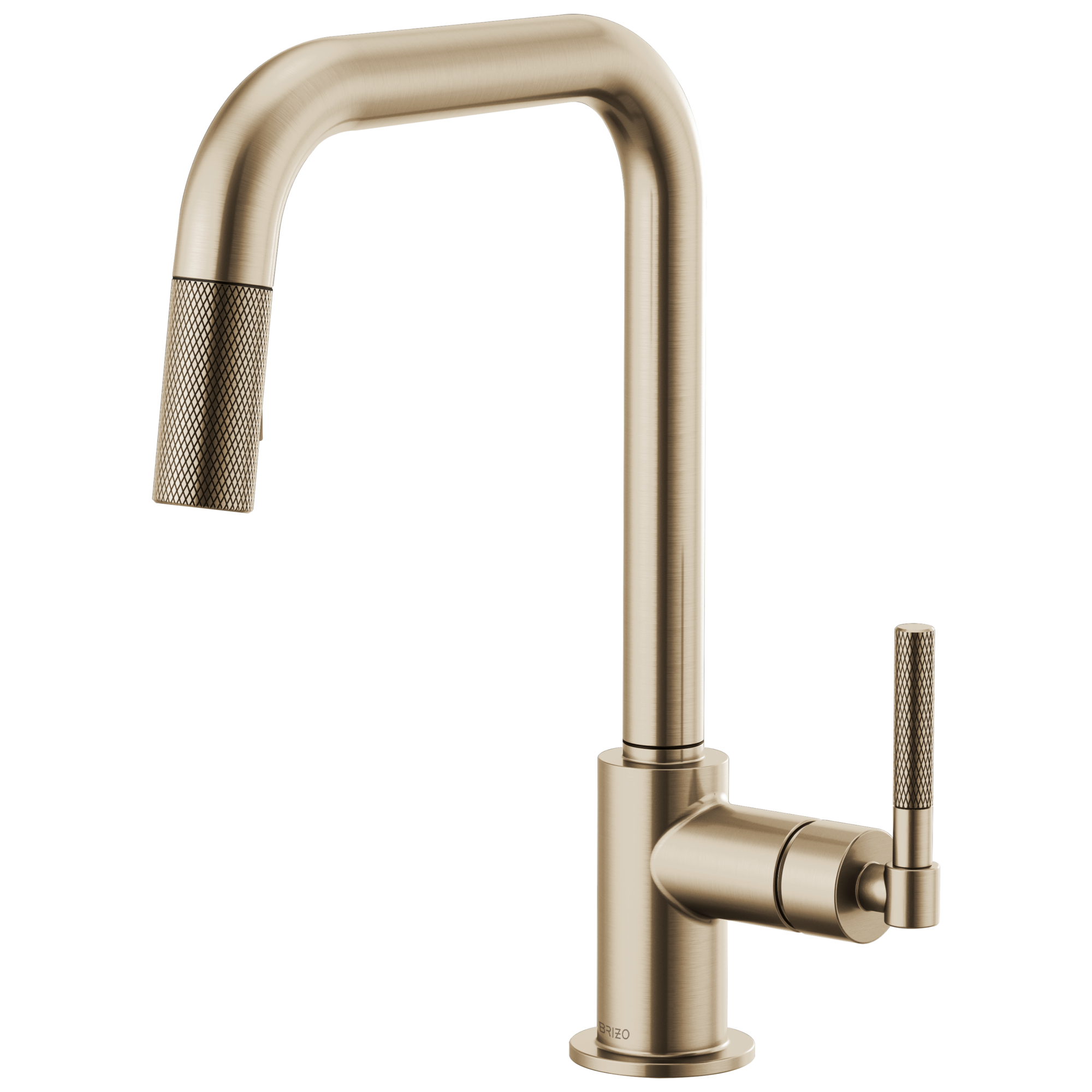 Brizo 63053LF-GL Litze Kitchen Faucet with Pulldown Spray Square Spout and  Knurled Handle - Luxe Gold