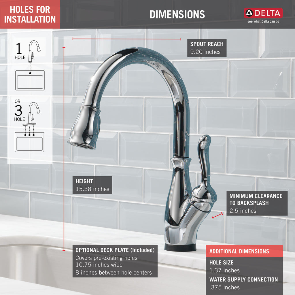 Delta 9178T DST Leland Touch Kitchen Faucet With Pulldown Spray Chro   DSdcd3d841 2898 432f 8d43 C66a2912ac6e 1024x1024 