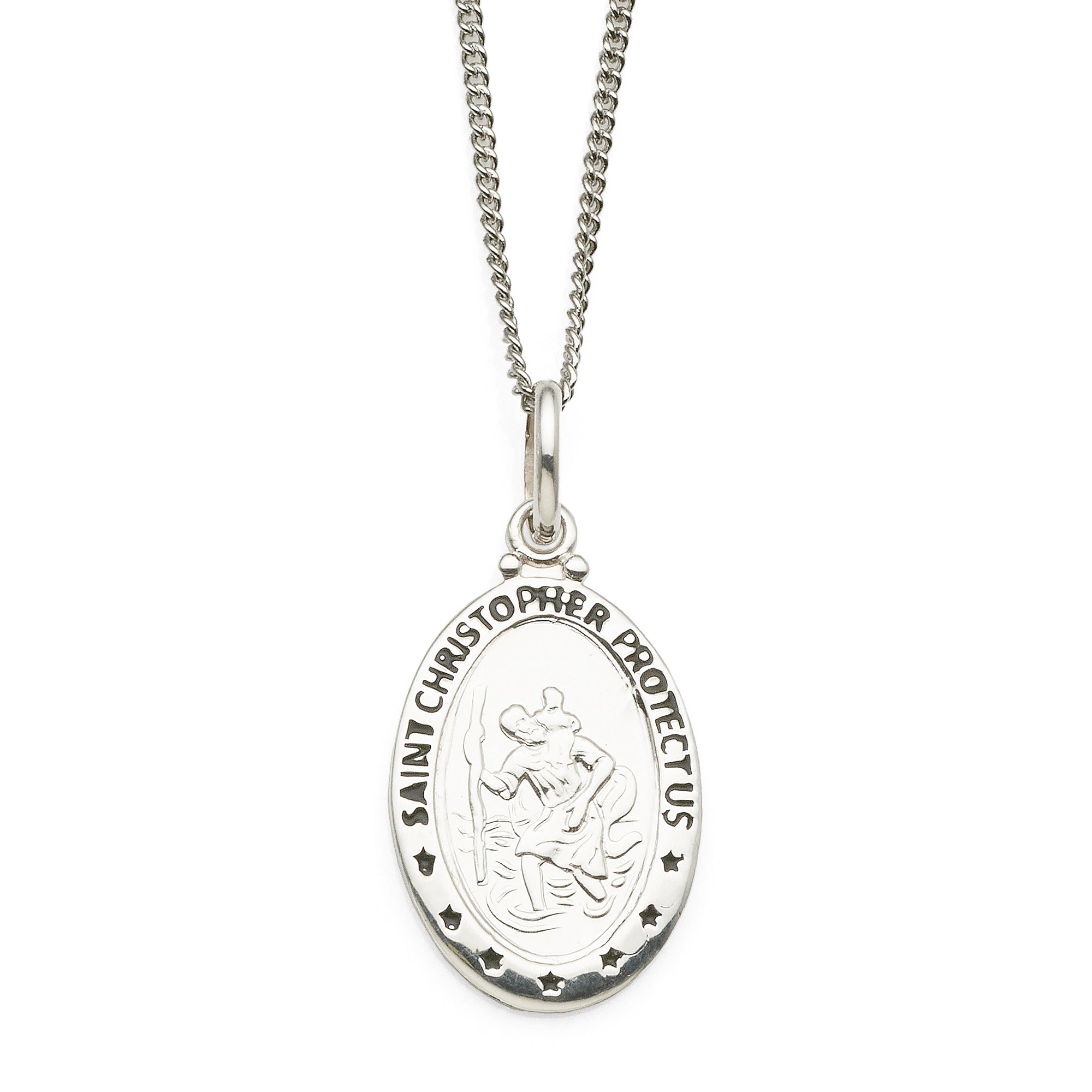 14K Gold St. Christopher Protect Us Religious Charm Pendant with 0.8mm –  Ioka Jewelry