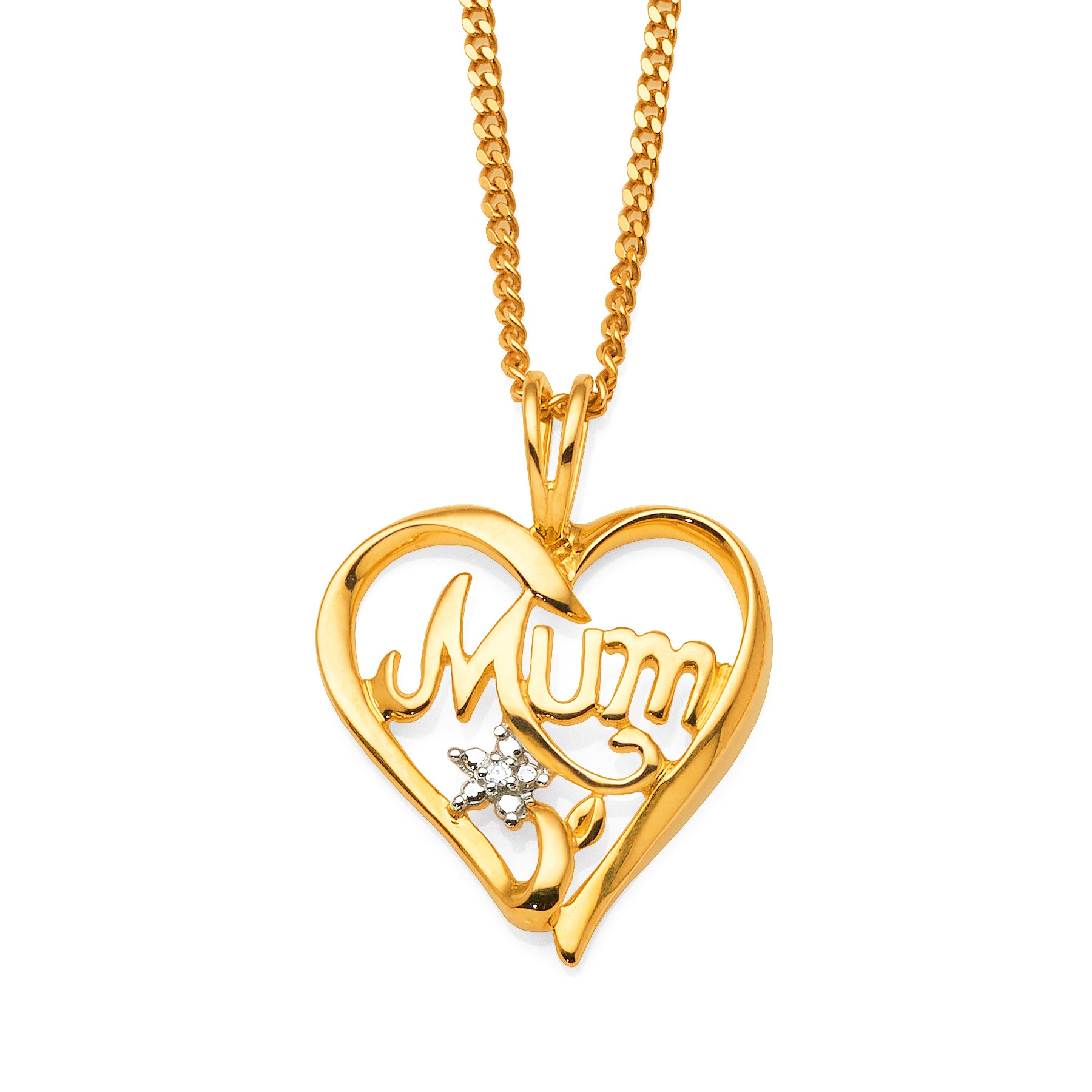 Argos Product Support for 9ct Gold Crystal 'Mum' Heart Pendant Necklace  (428/7881)