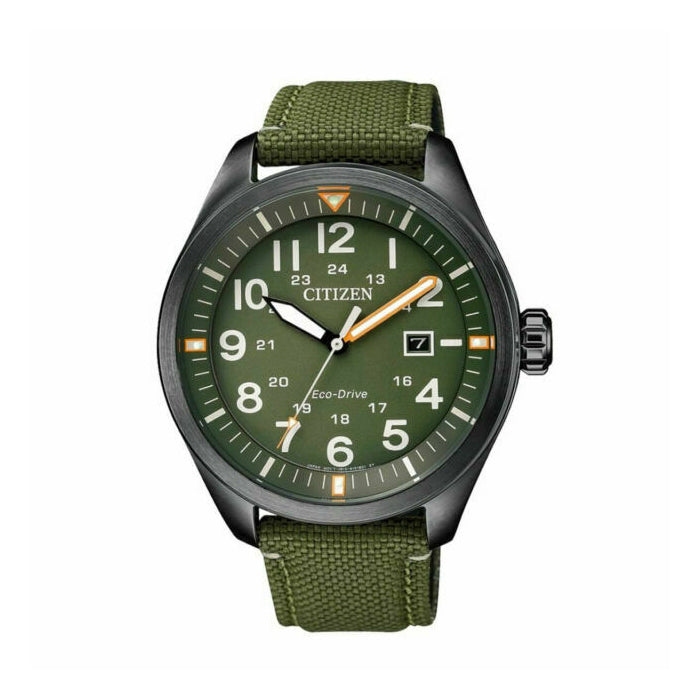 Citizen Eco-Drive Khaki Green Nylon Strap Watch AW5005-21Y