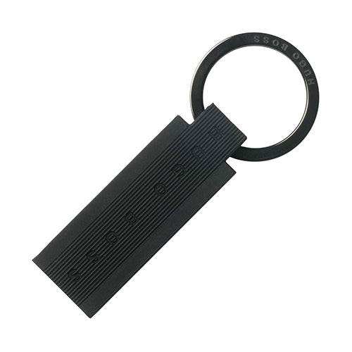 BOSS - Rectangular key ring in silicone with gunmetal hardware