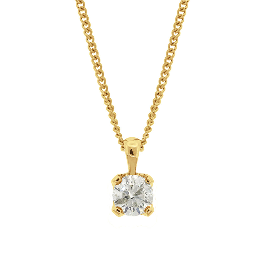 9ct gold diamond solitaire pendant