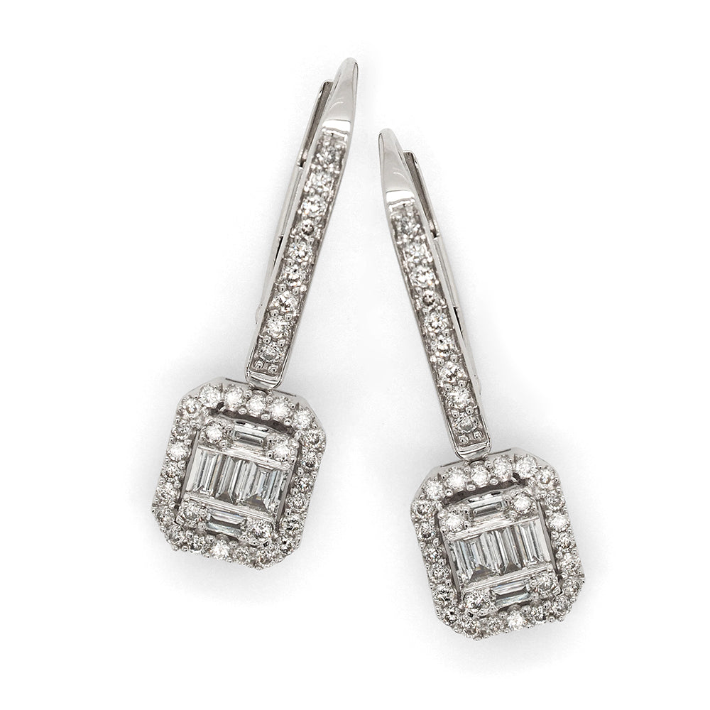 diamond halo leverback earrings