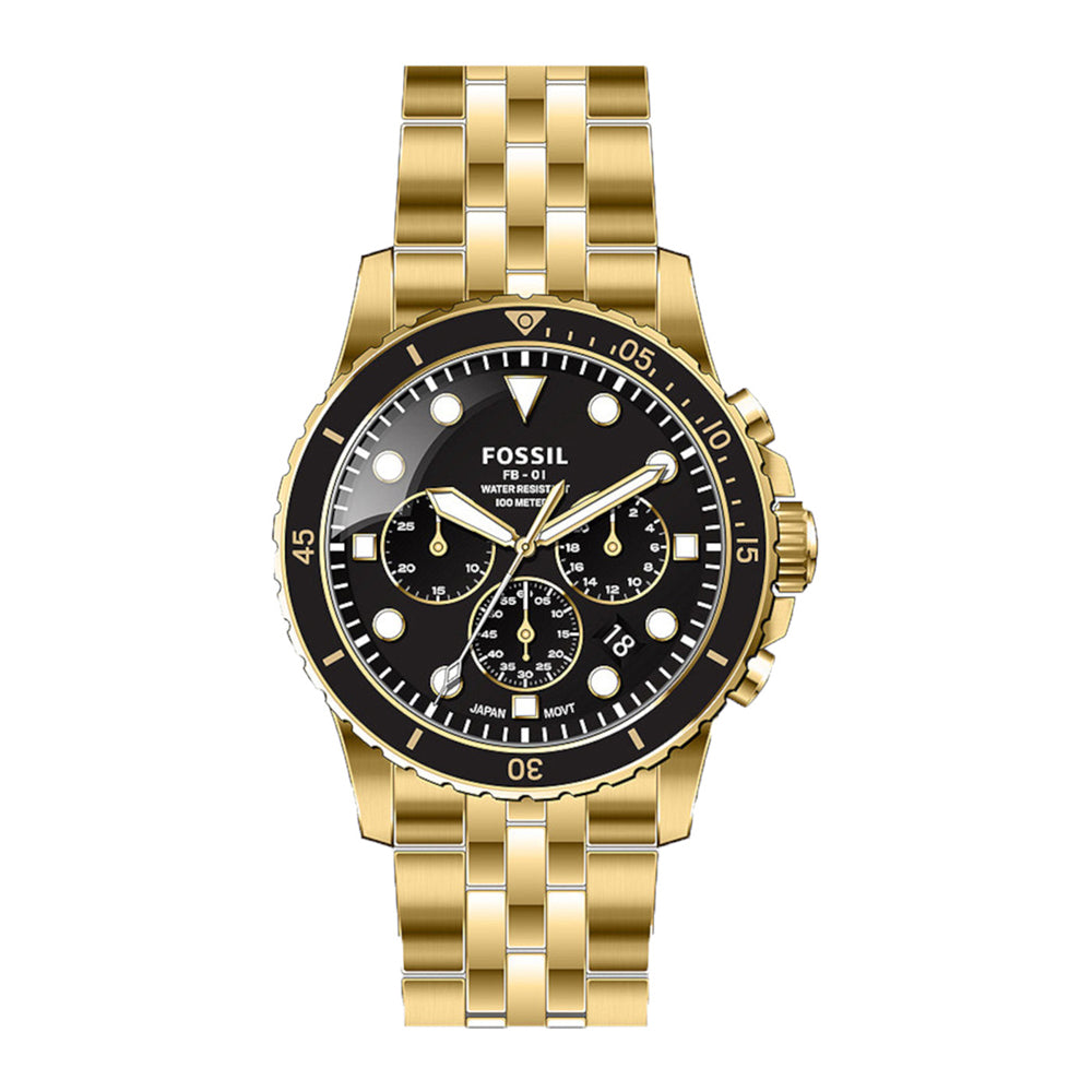 Fossil 'FB-01' Chronograph Gold-Tone Stainless Steel Watch FS5836 ...