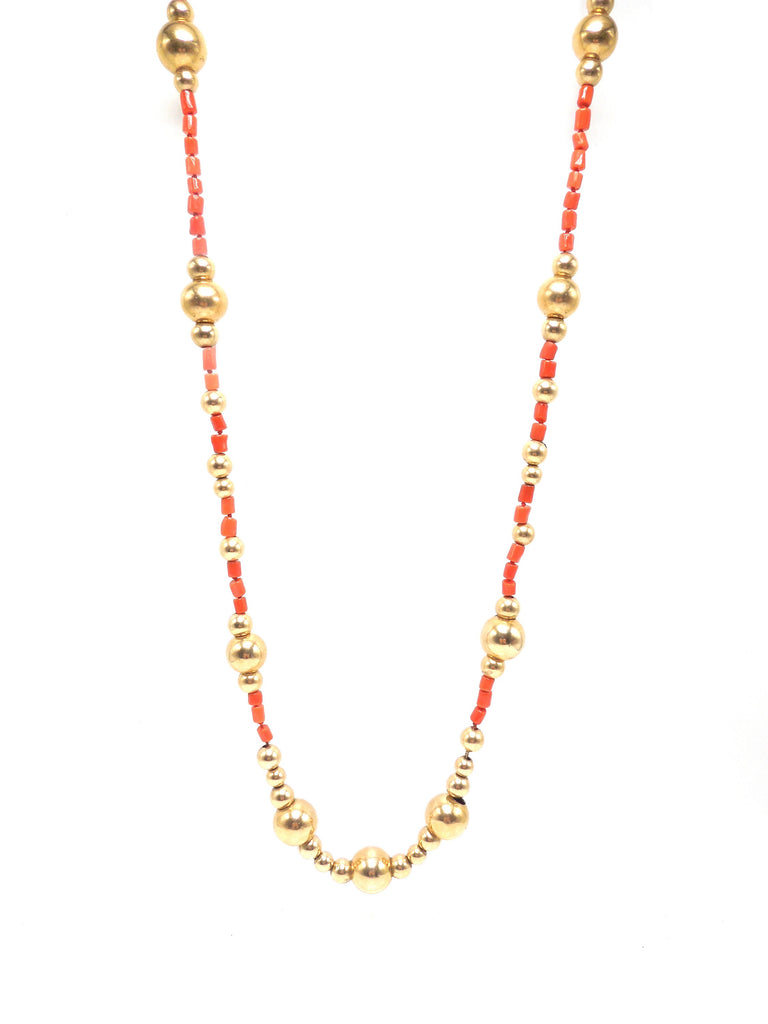 Vintage 14K Yellow Gold and Coral Bead 