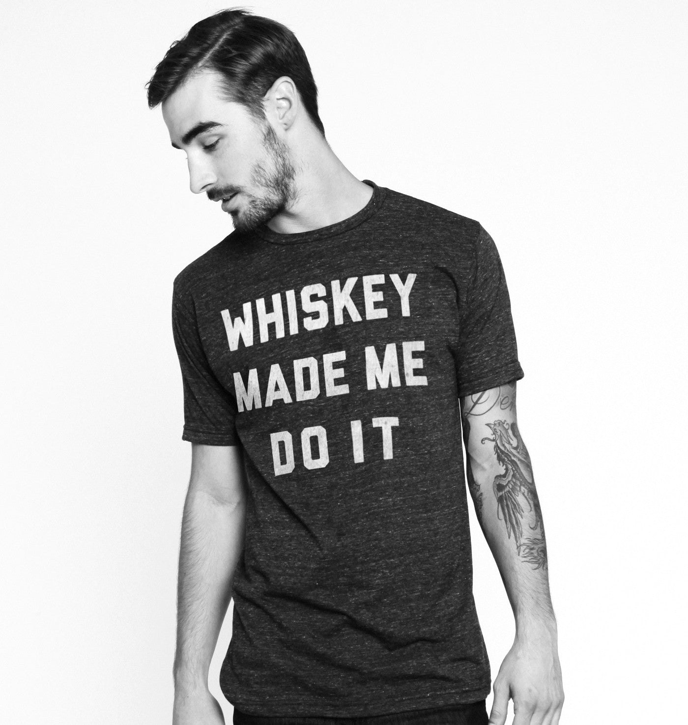 Whiskey Made Me Do It Mens Tee Black – Buy Me Brunch