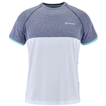 Babolat Play Crew Neck  Men's Tee - White/Heather Blue